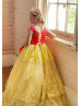 Red And Yellow Lace Tulle Chic Flower Girl Dress Red And Yellow Lace Tulle Chic Flower Girl Dress